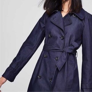LOFT Dark Denim Trench Coat